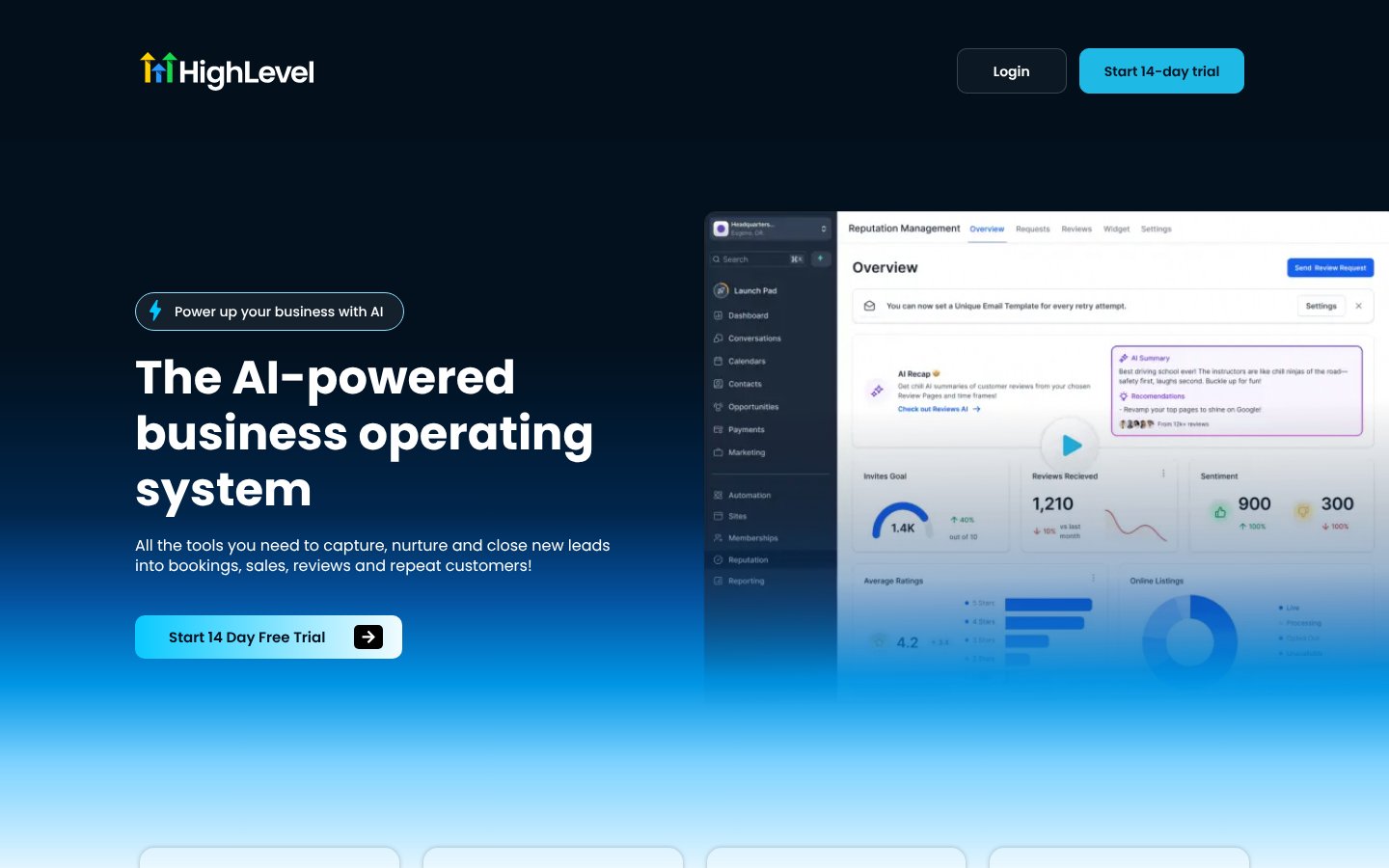 HighLevel homepage, a high ticket affiliate program