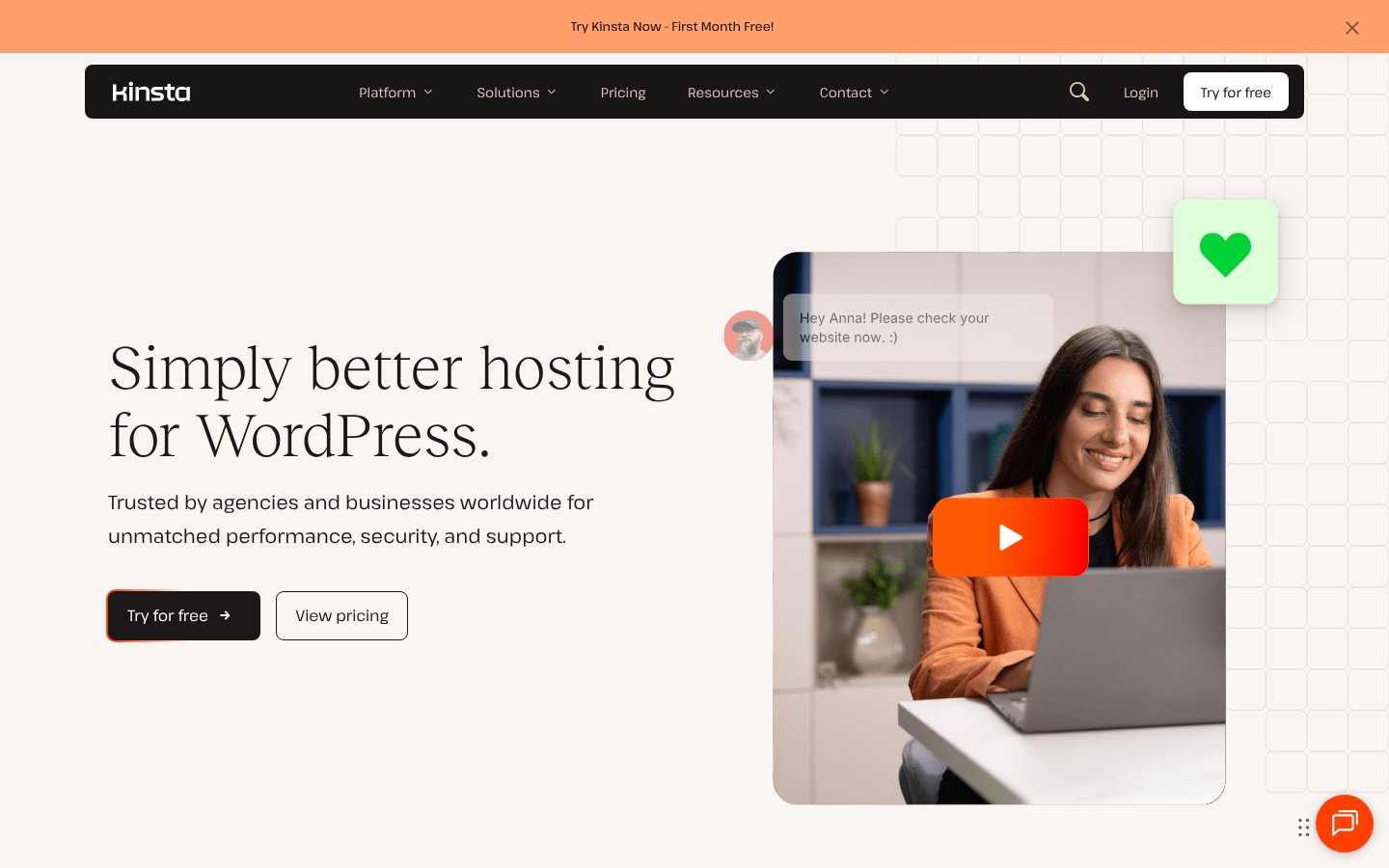 Kinsta homepage, a high ticket affiliate program