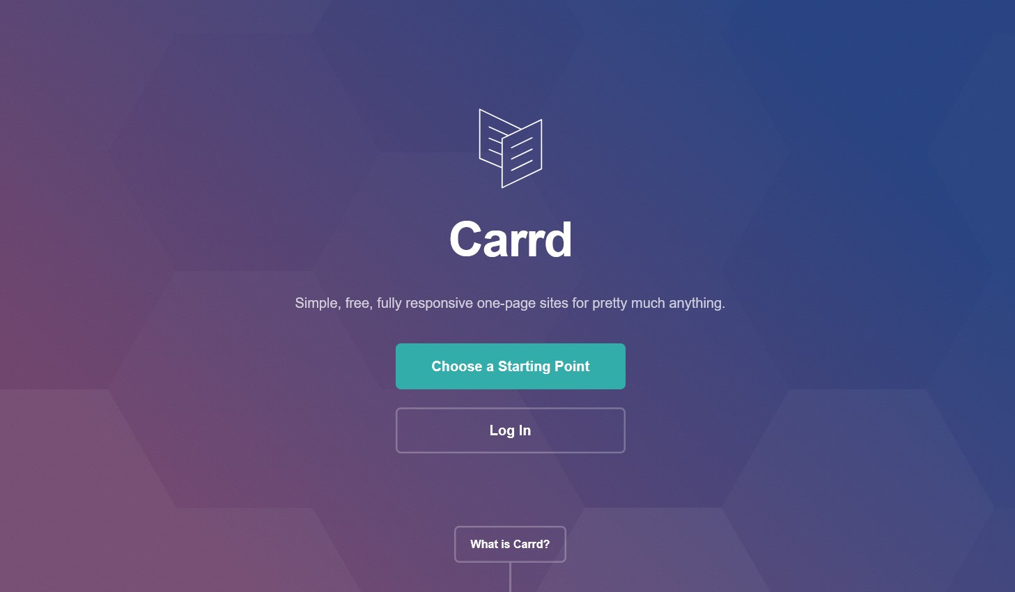 Carrd homepage showing the one-page website builder.