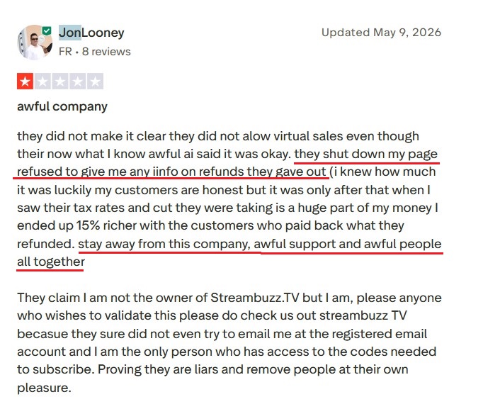 Fourthwall review about account shutdowns and withheld funds.