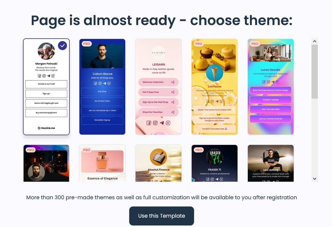 HeyLink customizable templates and design options.