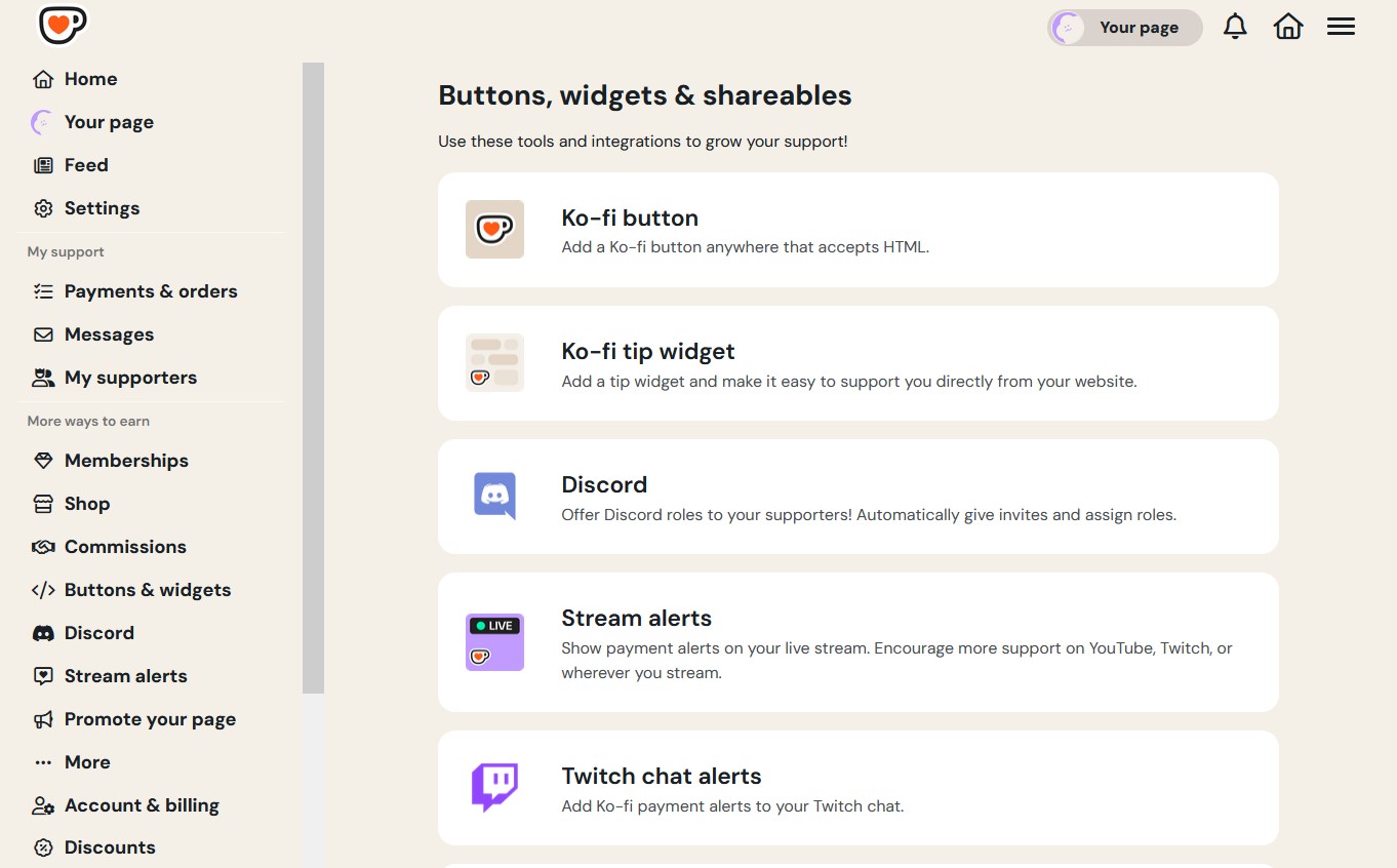 Ko-fi live stream alerts integration with Twitch, YouTube, and OBS.
