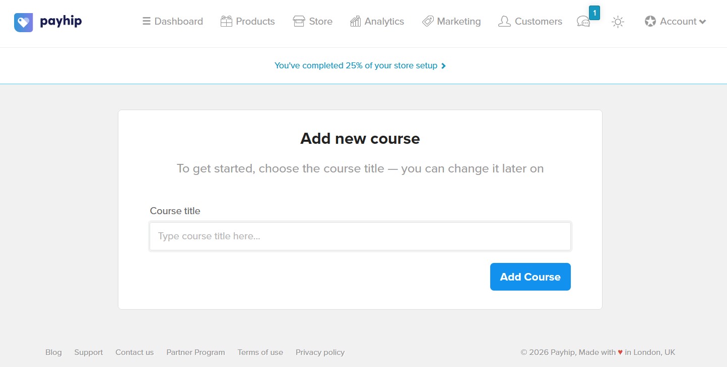 Payhip online course builder showing lesson structure with video, text, and quiz modules.