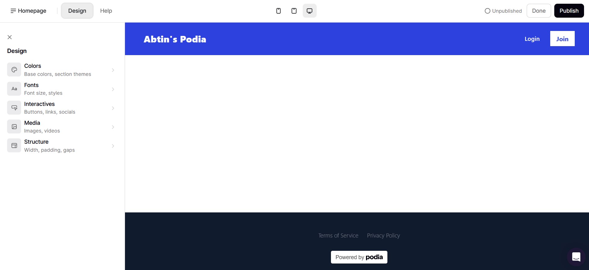 Podia website and landing page builder with professional templates.