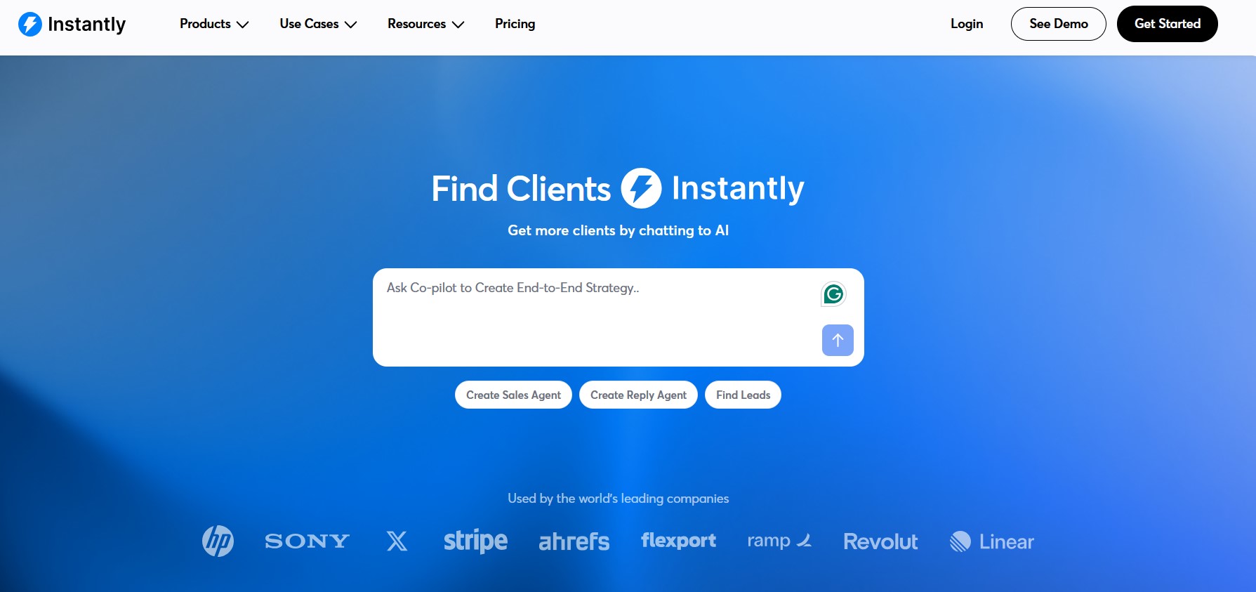 Instantly.ai homepage - unlimited-inbox QuickMail alternative with SuperSearch lead database.