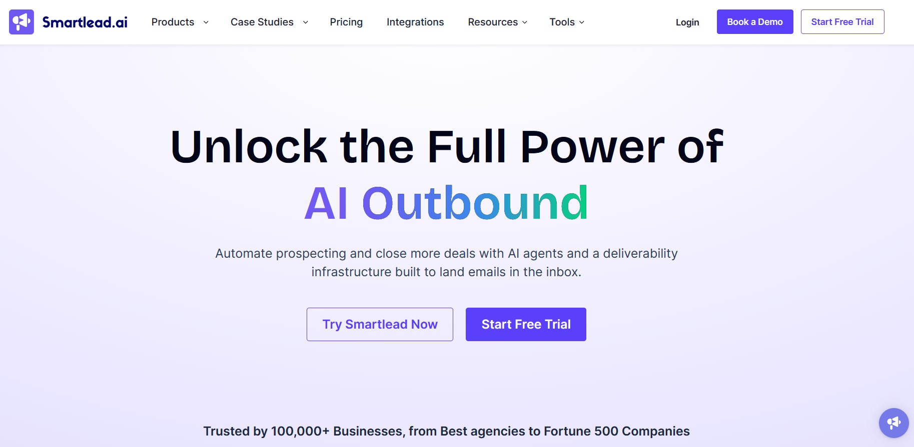 Smartlead homepage - high-volume QuickMail alternative with unlimited email accounts and rotation.