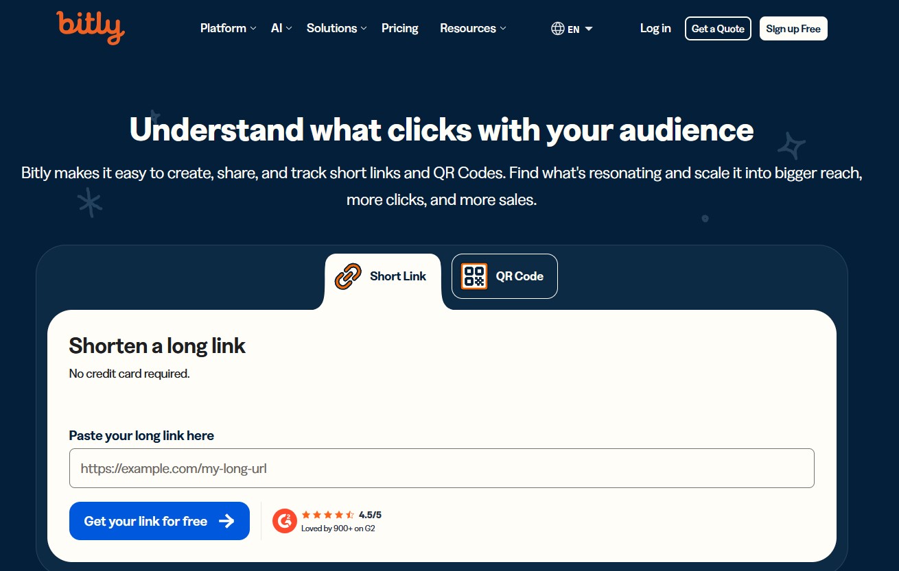 Bitly homepage - enterprise-trusted URL shortener Replug alternative with SSO and audit logs.