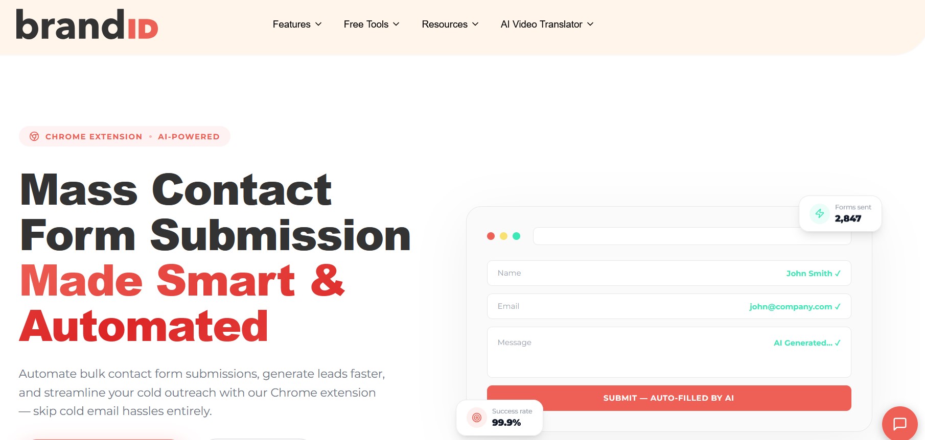 contactID homepage - the best RocketReach alternative, delivering outreach through each company's own contact form.