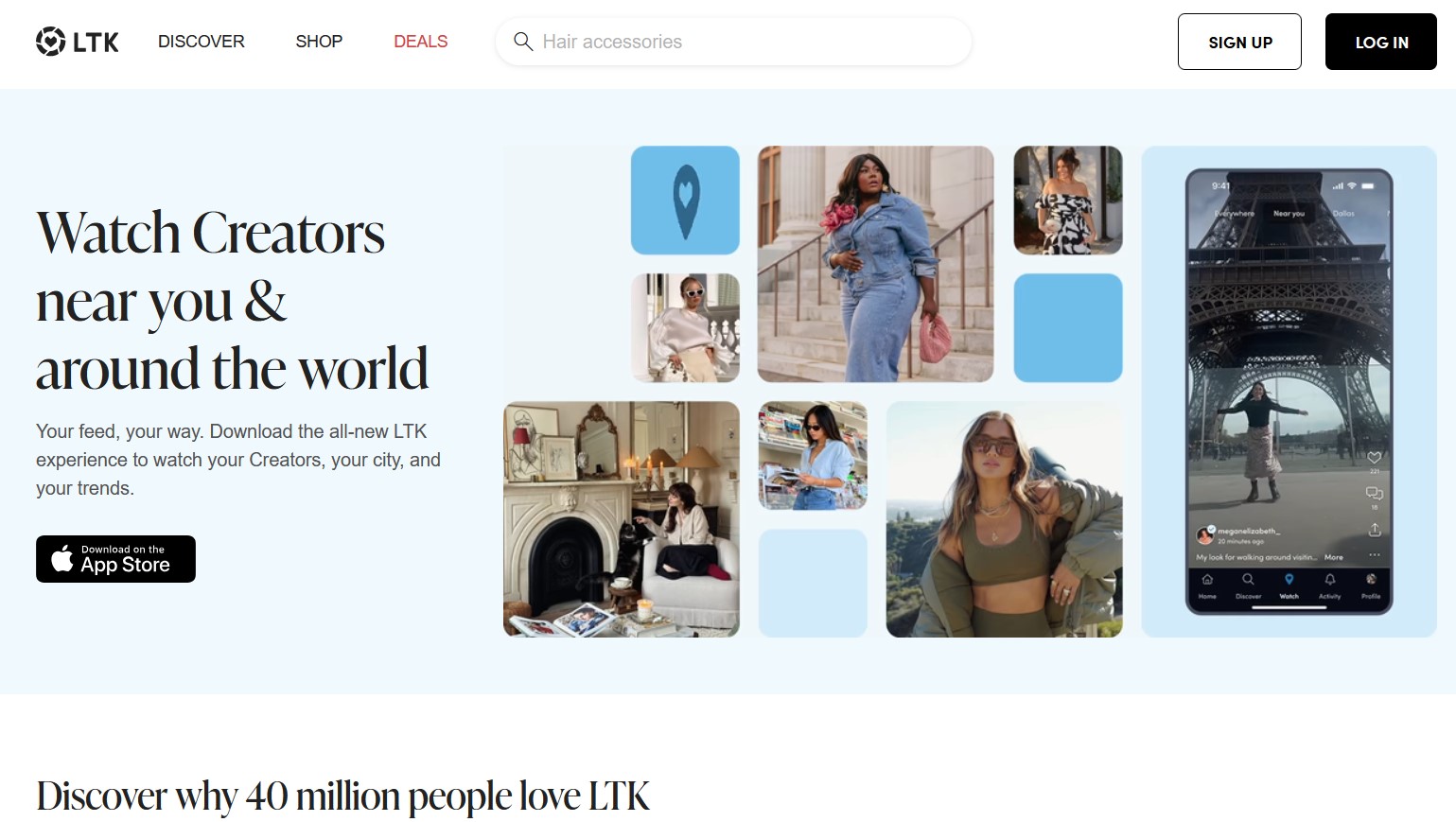 LTK homepage showing the creator-focused affiliate platform.