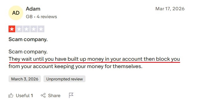 Trustpilot review claiming ShopMy is a scam that takes creator money.