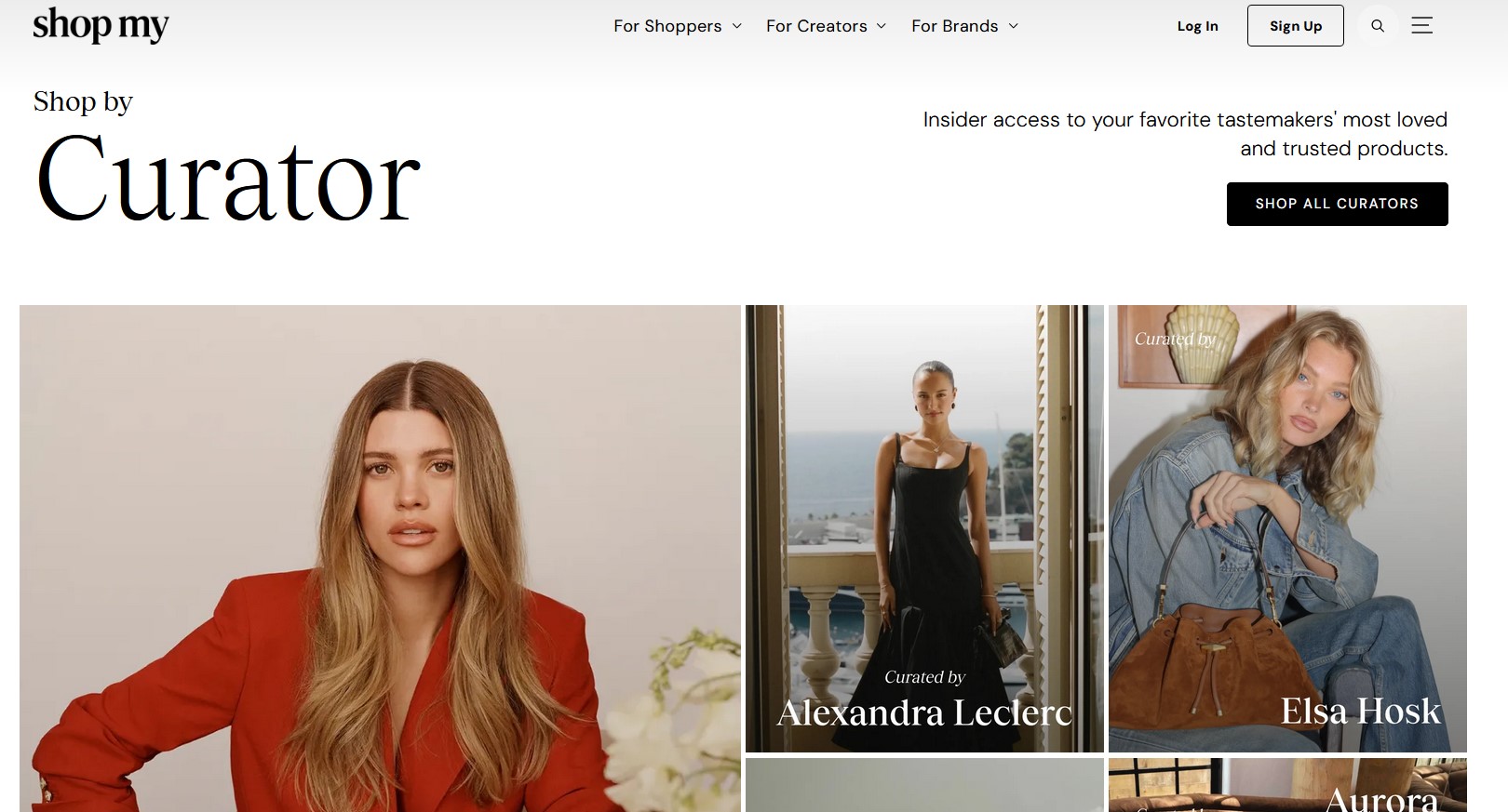 ShopMy creator storefront showing curated product picks and affiliate links.