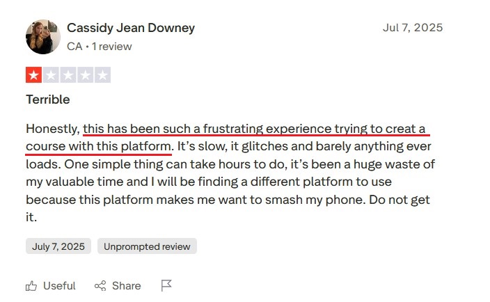 Review about difficulty creating courses on The Leap platform.