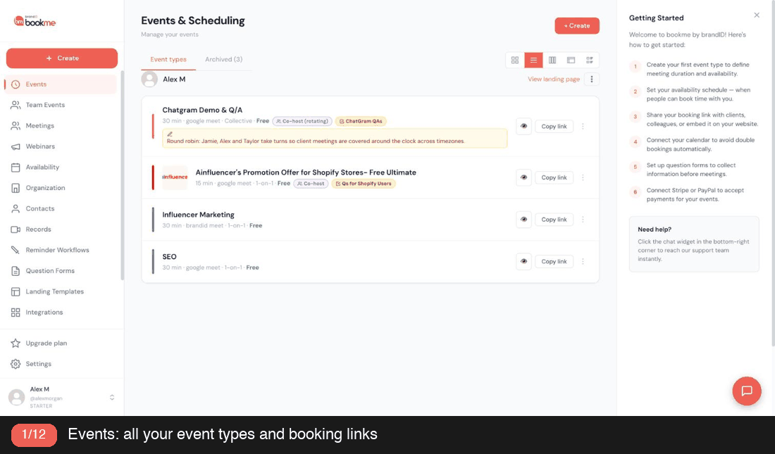A short animation touring the bookme dashboard.