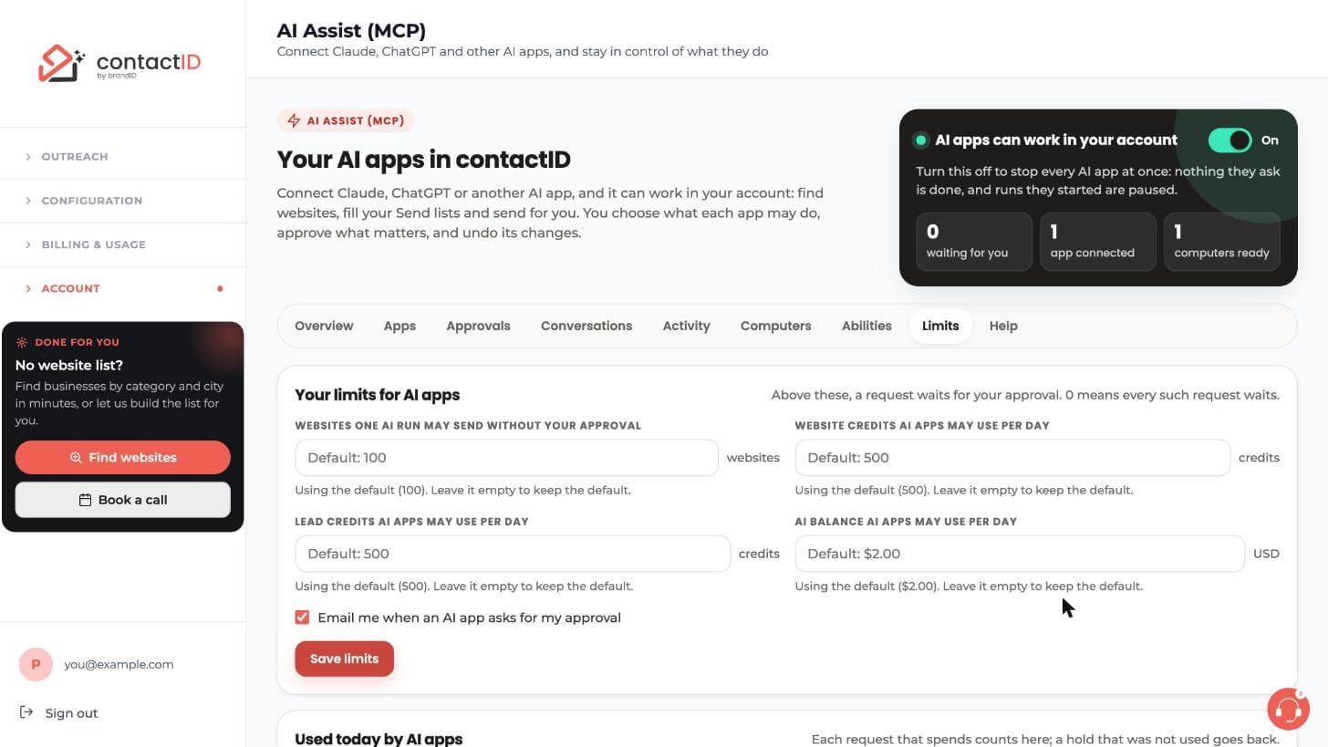Limits for AI apps.