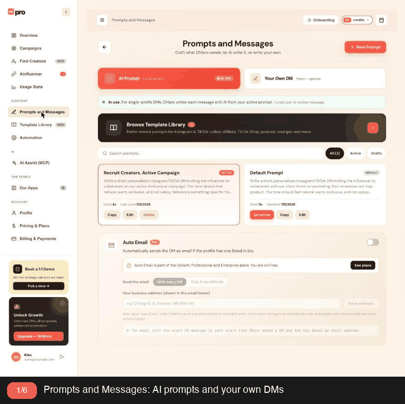 Tour of Prompts and Messages: prompts, your own DM, the Template Library and Automation